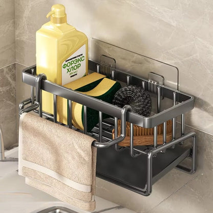 Sleek Wall-Mounted Storage Rack for Sponges and Soaps