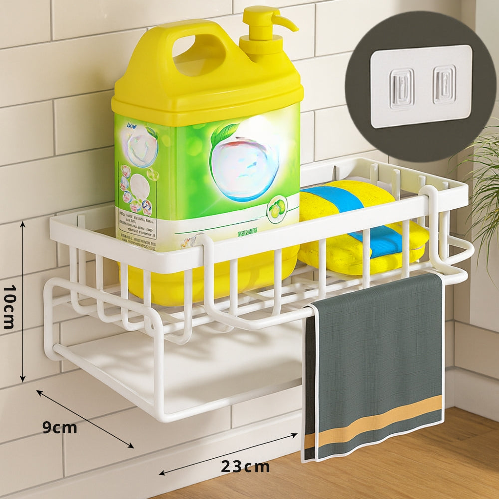 Sleek Wall-Mounted Storage Rack for Sponges and Soaps