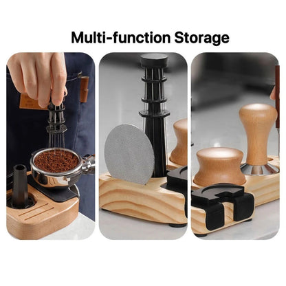 Espresso Tamper Station in Walnut – Coffee Bar Organizer and Stand