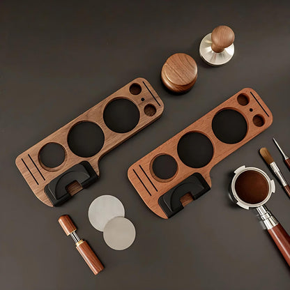 Espresso Tamper Station in Walnut – Coffee Bar Organizer and Stand