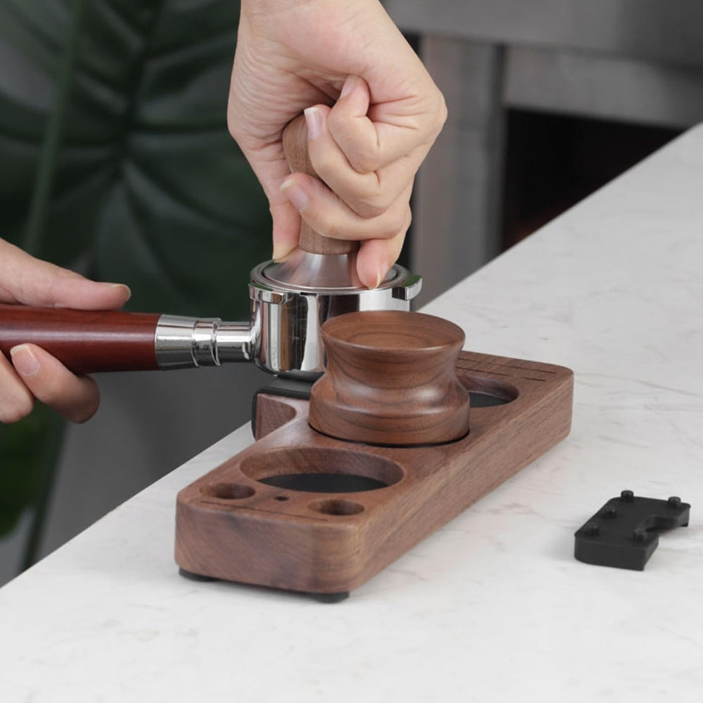 Espresso Tamper Station in Walnut – Coffee Bar Organizer and Stand