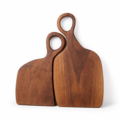 Set of 2 Wooden Cutting Boards in Walnut Finish