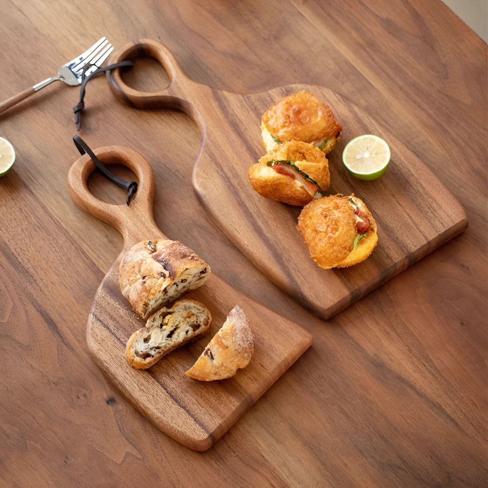 Set of 2 Wooden Cutting Boards in Walnut Finish
