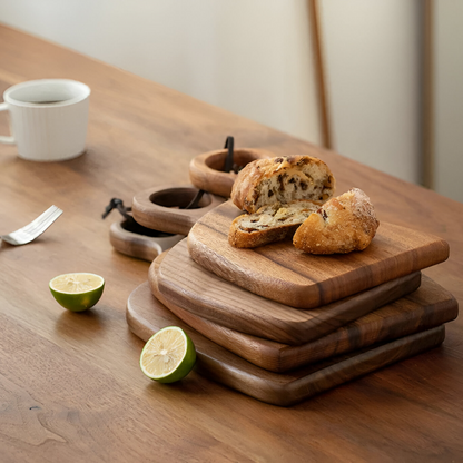 Set of 2 Wooden Cutting Boards in Walnut Finish