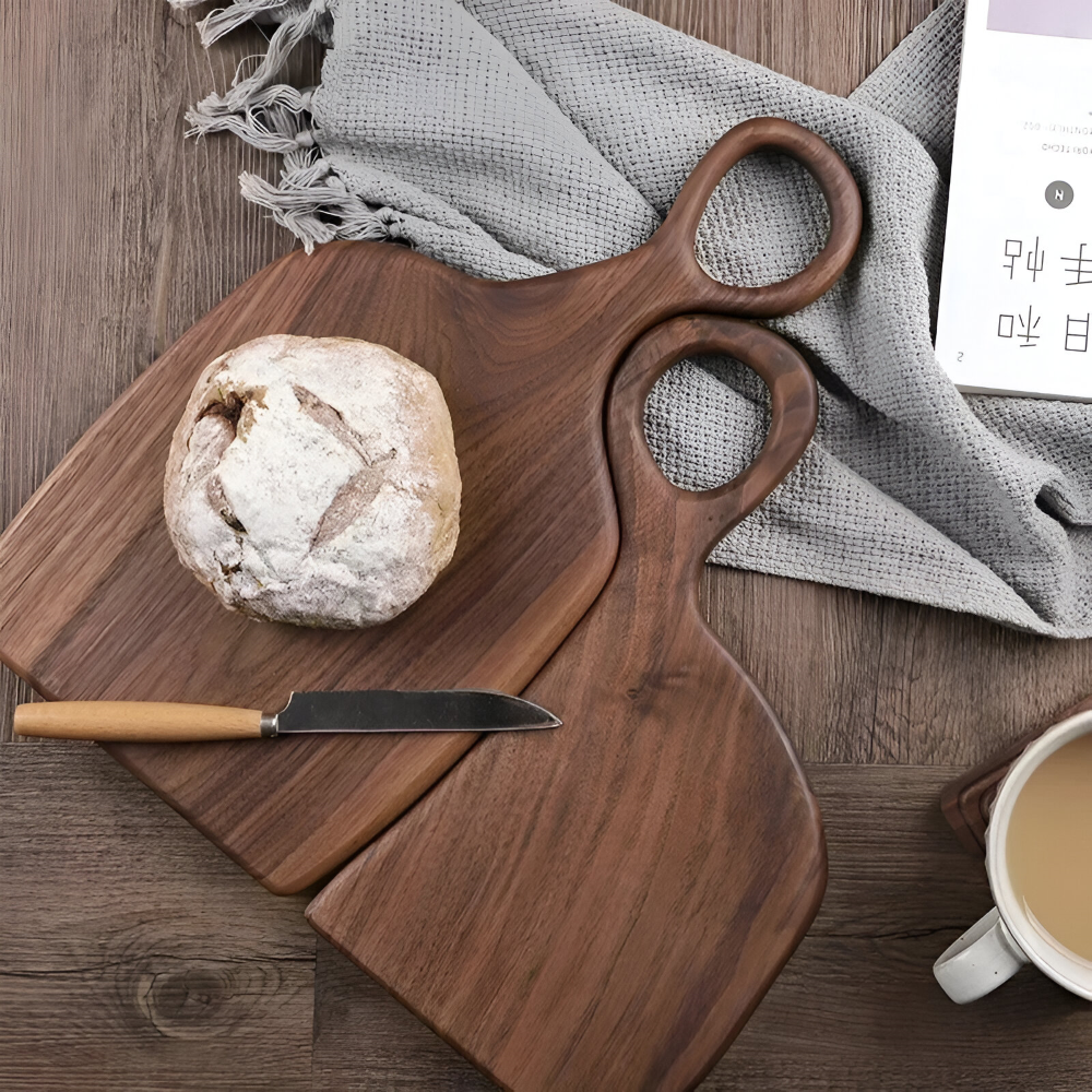 Set of 2 Wooden Cutting Boards in Walnut Finish