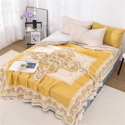 Cozy Cotton Bohemian Throw with Mandala Design