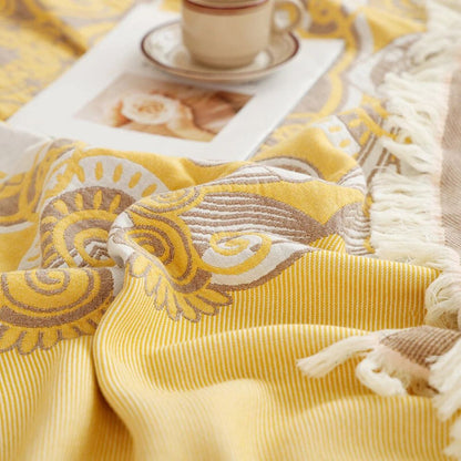 Cozy Cotton Bohemian Throw with Mandala Design