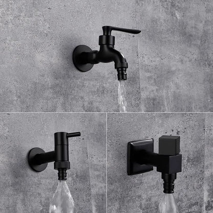 Matte Black Wall-Mounted Faucet for Kitchen, Bathroom, and Outdoor Spaces
