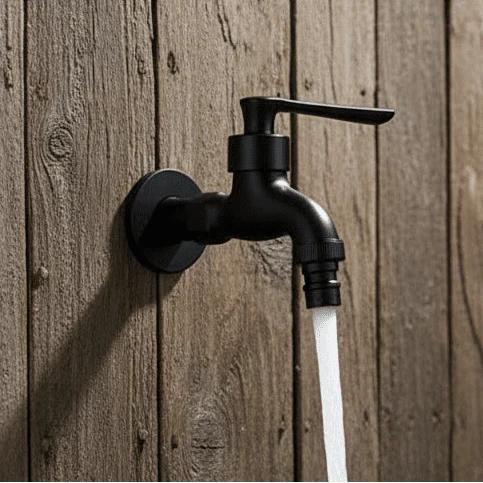Matte Black Wall-Mounted Faucet for Kitchen, Bathroom, and Outdoor Spaces
