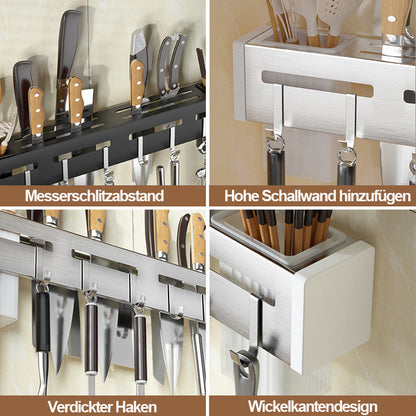 Wall-Mounted Knife Holder | No Drilling Required | Stainless Steel | Space-Saving Kitchen Design