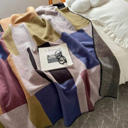 Vibrant Knit Plaid Throw Blanket for Comfort and Style