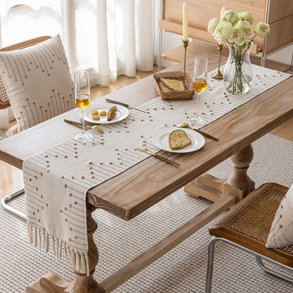 Serene Cotton Tassel Table Runner for Stylish Dining