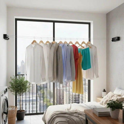 Compact Retractable Drying Line for Indoor and Outdoor Use