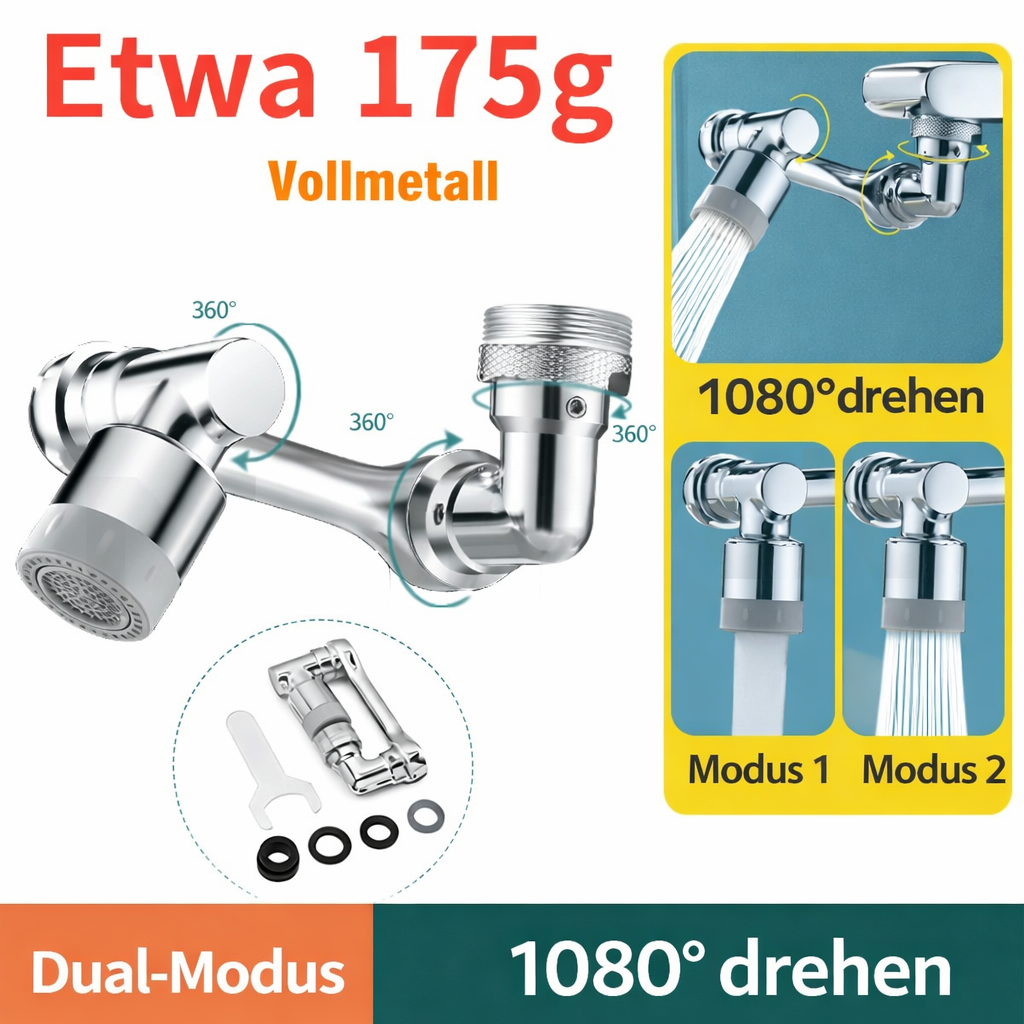 Revolutionary Faucet Enhancer | 1080° Rotation | Dual Flow Modes