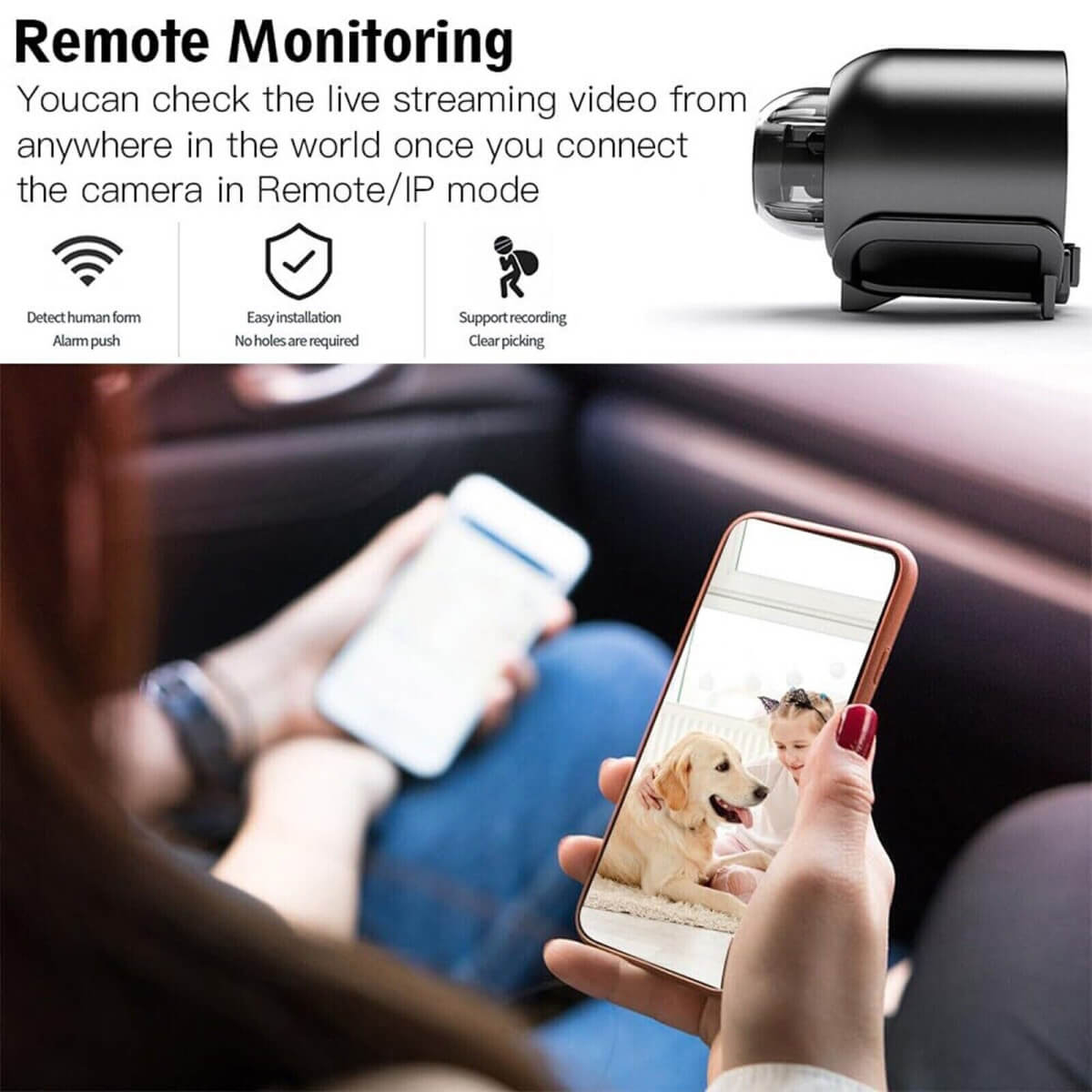 High-Definition Compact Camera Featuring Remote Access and Wide-Angle Lens