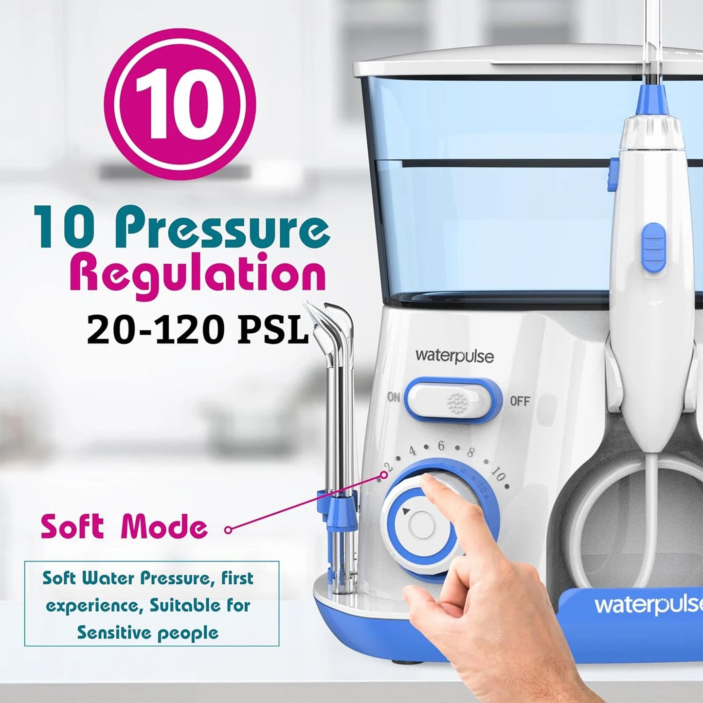 Electric Water Flosser for Gum Health, Braces & Implants – 1800 Pulses/min, 800ml Tank, 5 Tips, Adjustable Pressure