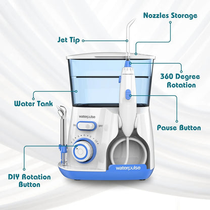 Electric Water Flosser for Gum Health, Braces & Implants – 1800 Pulses/min, 800ml Tank, 5 Tips, Adjustable Pressure