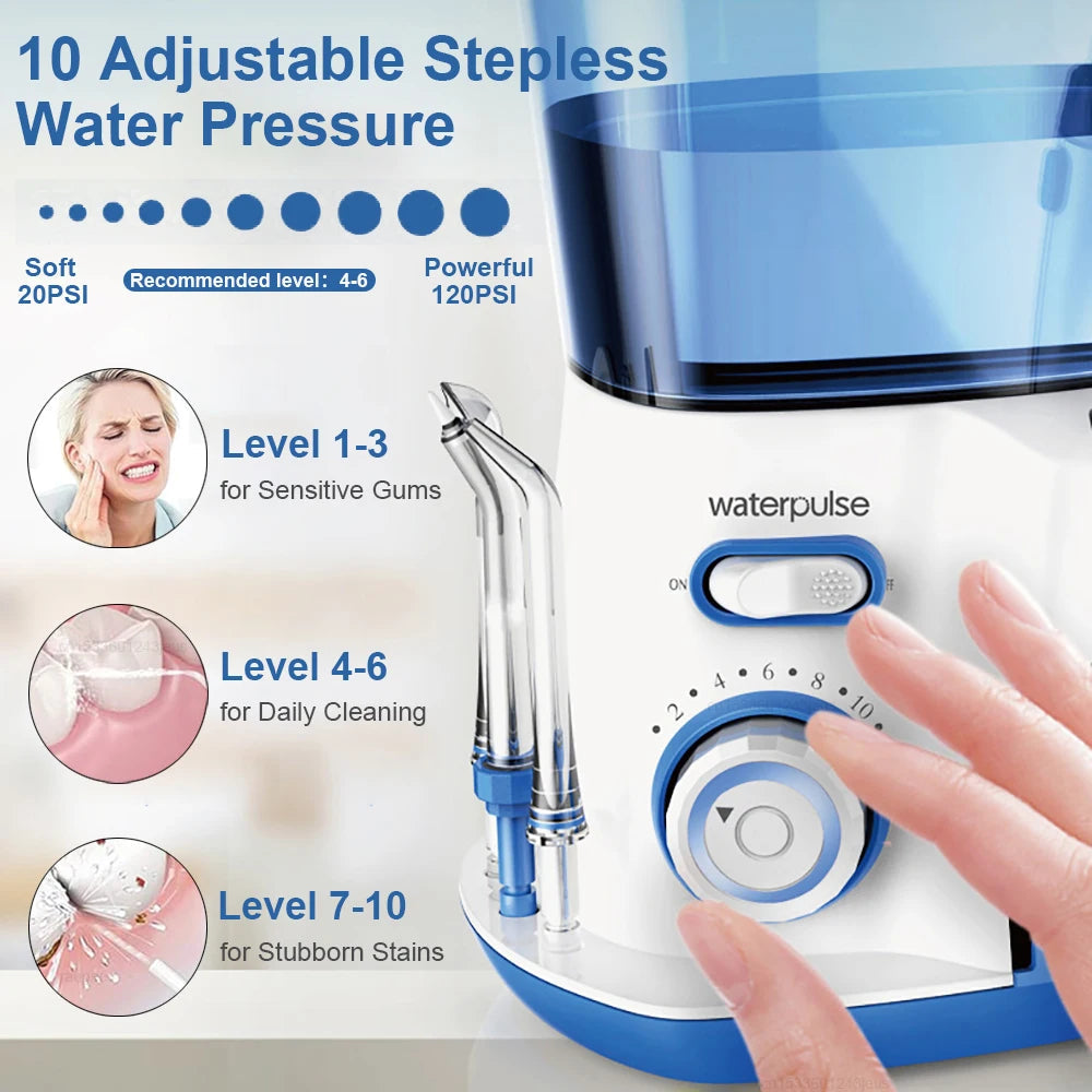 Electric Water Flosser for Gum Health, Braces & Implants – 1800 Pulses/min, 800ml Tank, 5 Tips, Adjustable Pressure
