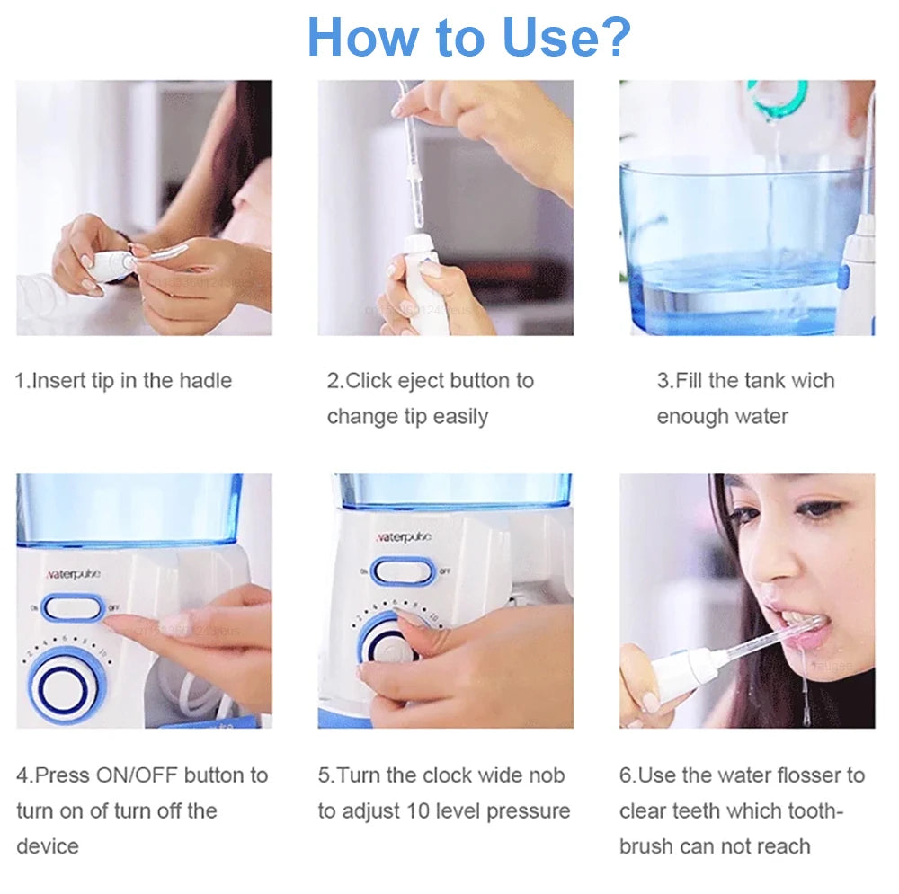 Electric Water Flosser for Gum Health, Braces & Implants – 1800 Pulses/min, 800ml Tank, 5 Tips, Adjustable Pressure