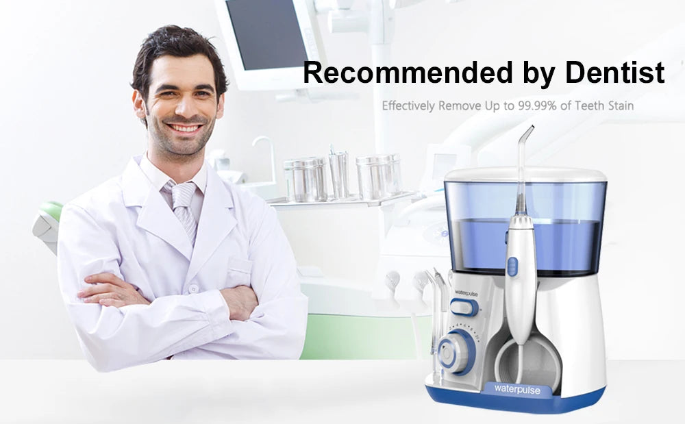 Electric Water Flosser for Gum Health, Braces & Implants – 1800 Pulses/min, 800ml Tank, 5 Tips, Adjustable Pressure