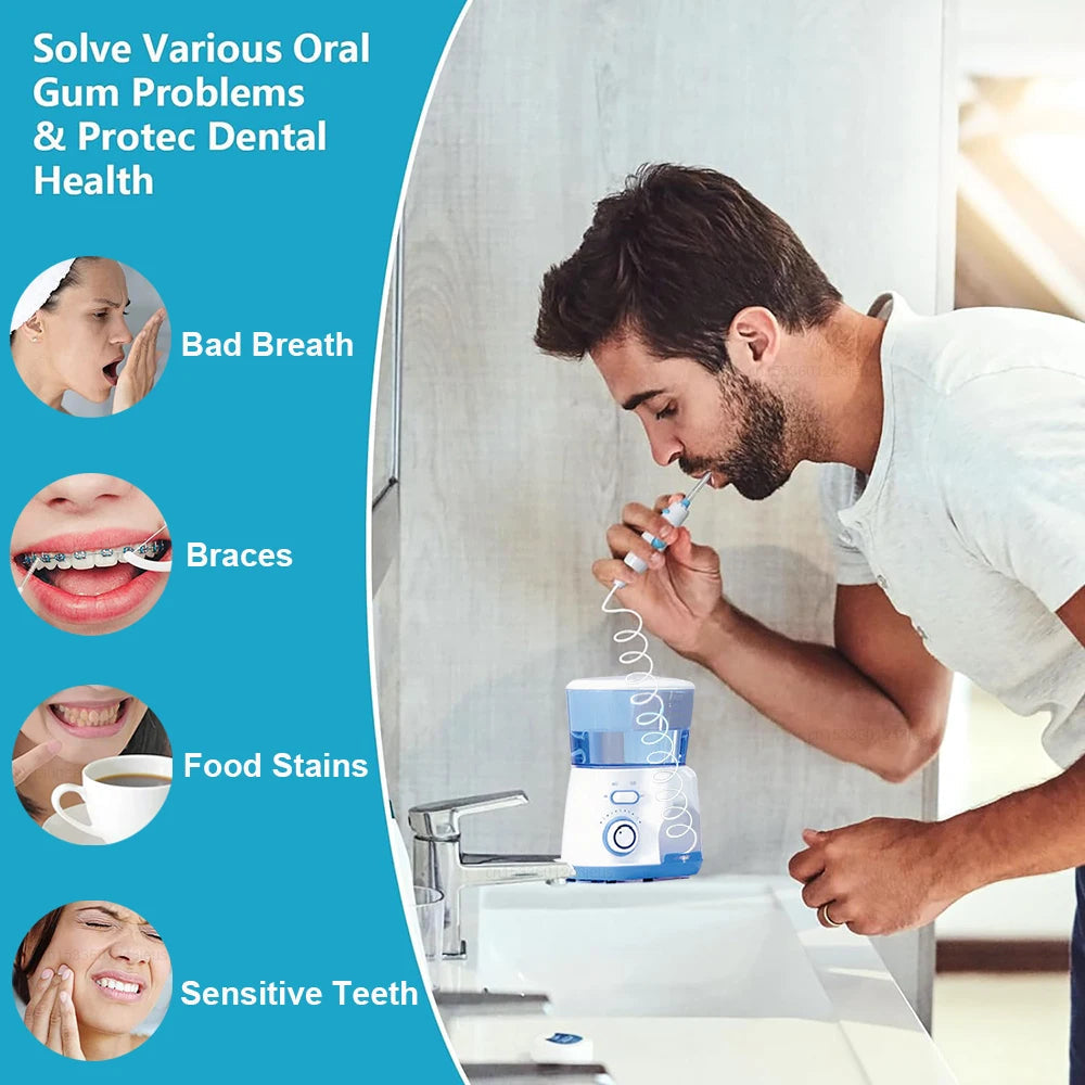Electric Water Flosser for Gum Health, Braces & Implants – 1800 Pulses/min, 800ml Tank, 5 Tips, Adjustable Pressure