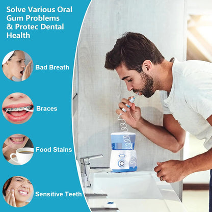 Electric Water Flosser for Gum Health, Braces & Implants – 1800 Pulses/min, 800ml Tank, 5 Tips, Adjustable Pressure