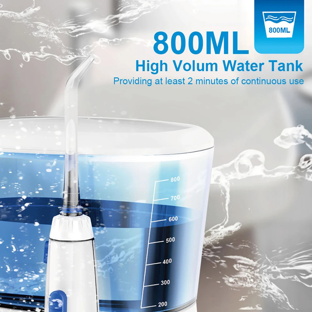 Electric Water Flosser for Gum Health, Braces & Implants – 1800 Pulses/min, 800ml Tank, 5 Tips, Adjustable Pressure
