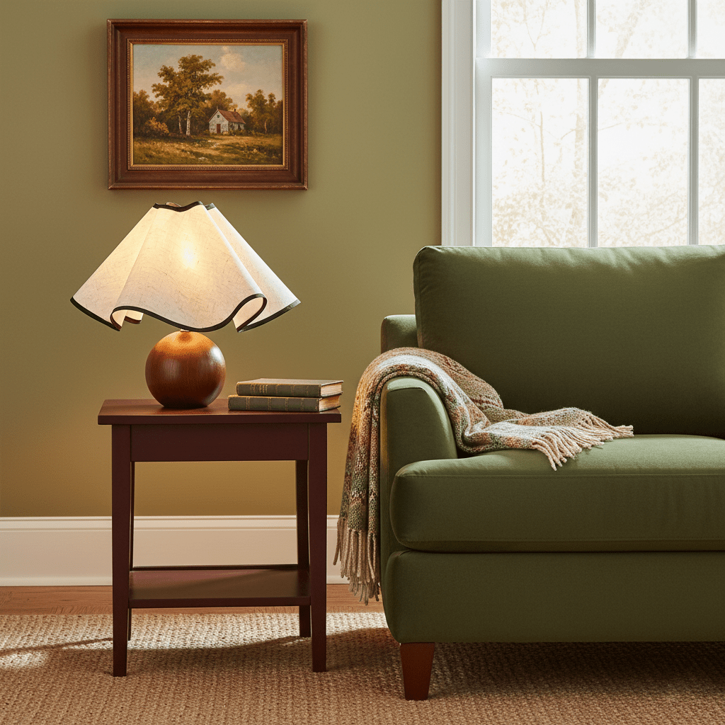 Modern Table Lamp with Fabric Shade in Wave Crest Design