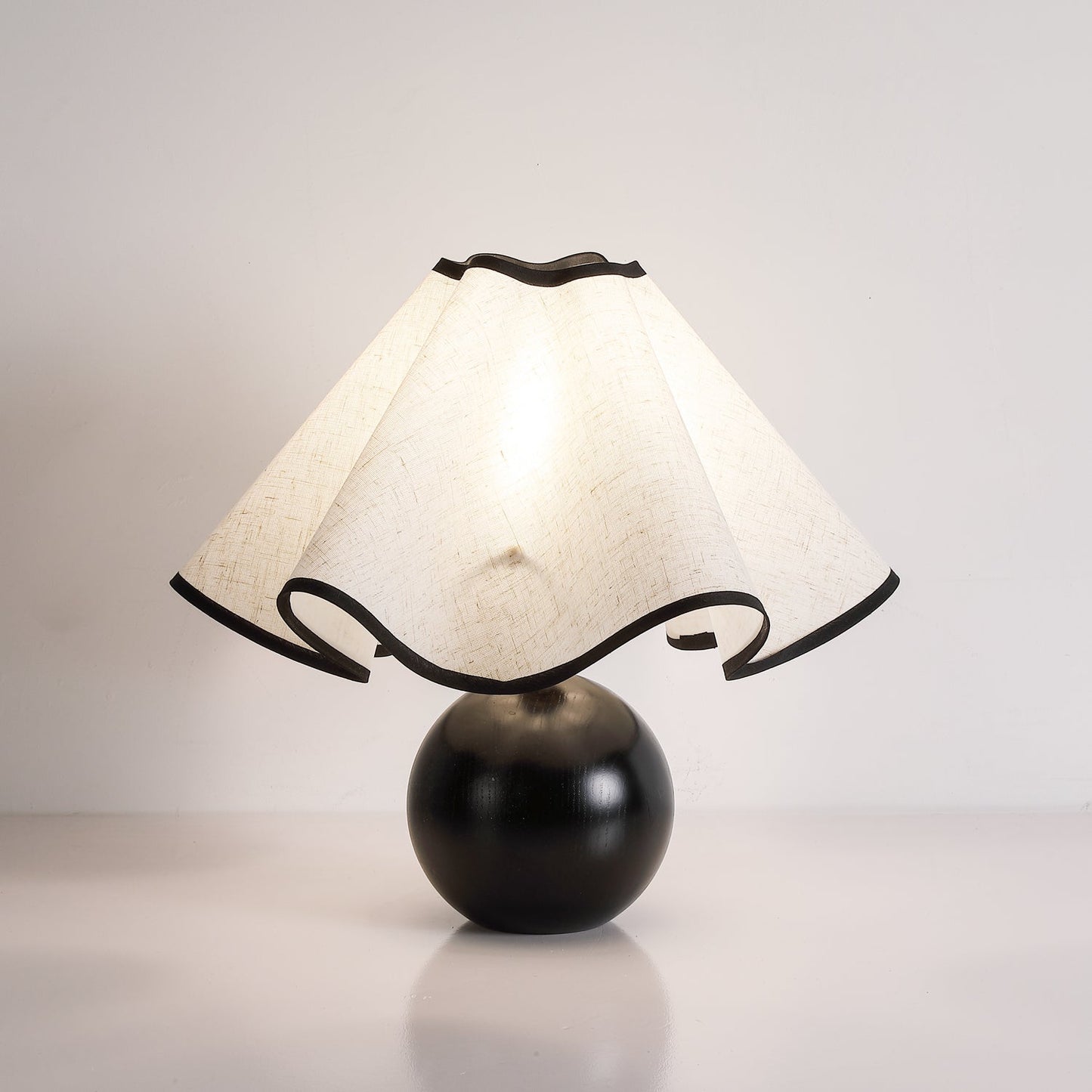 Modern Table Lamp with Fabric Shade in Wave Crest Design