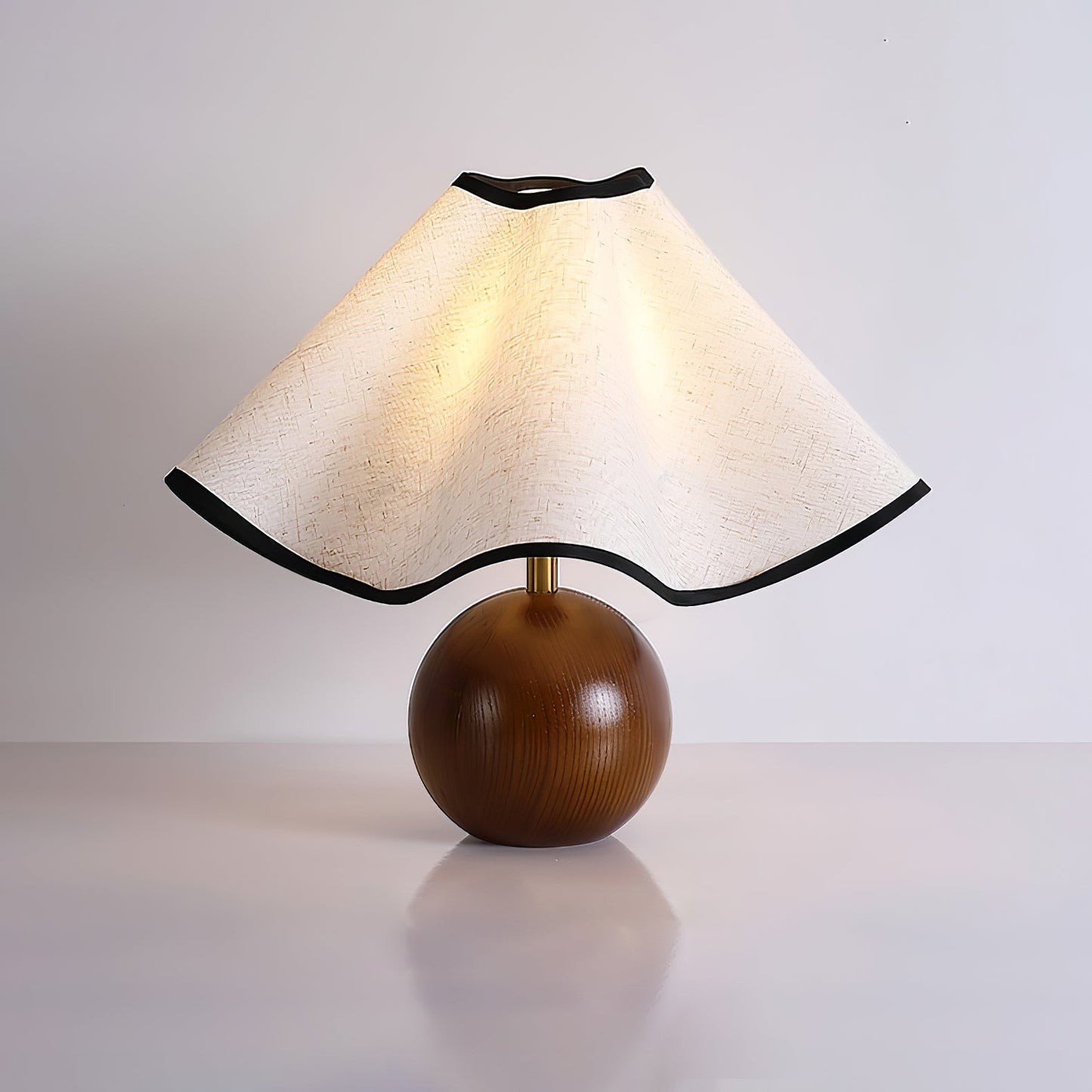 Modern Table Lamp with Fabric Shade in Wave Crest Design
