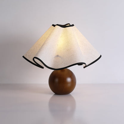 Modern Table Lamp with Fabric Shade in Wave Crest Design
