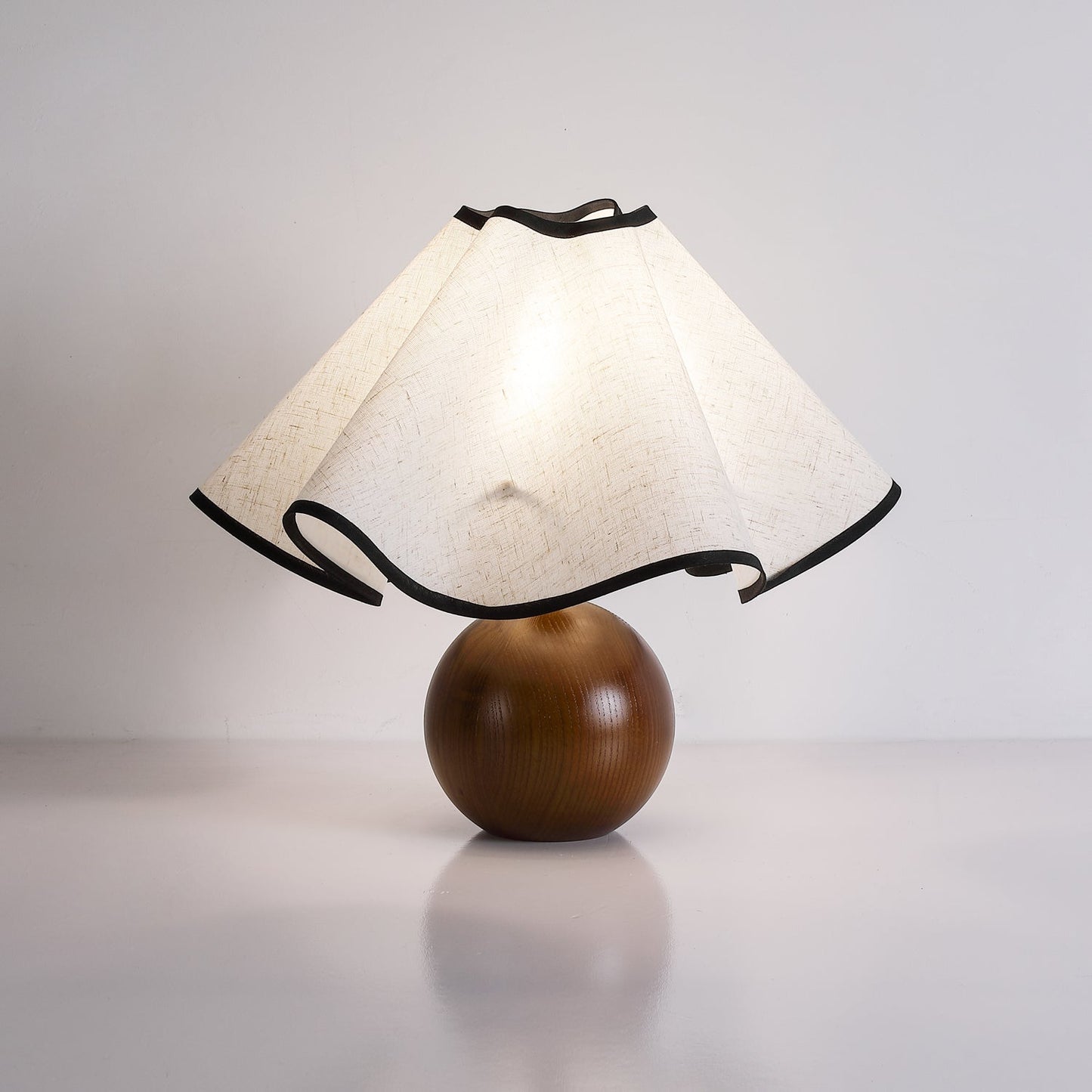 Modern Table Lamp with Fabric Shade in Wave Crest Design