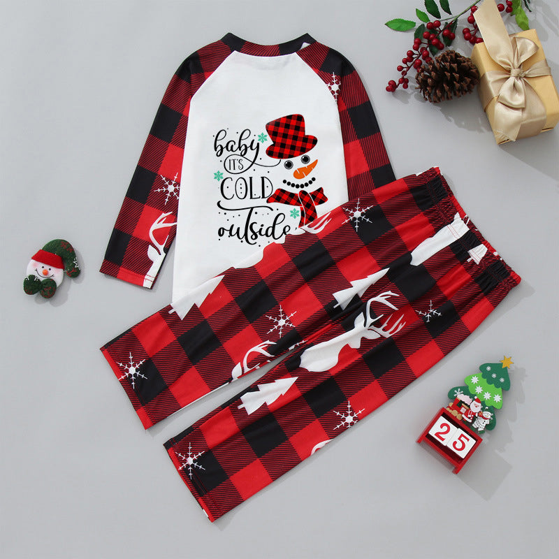 Red Checkered Snowman Family Christmas Pajama Sets