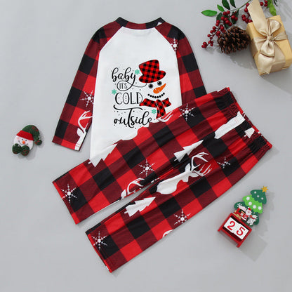 Red Checkered Snowman Family Christmas Pajama Sets