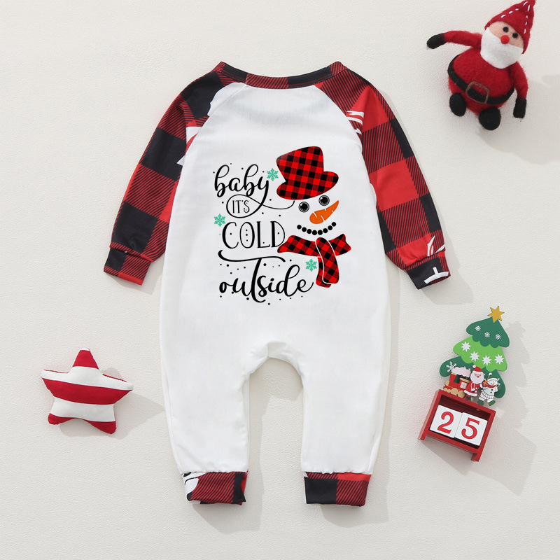 Red Checkered Snowman Family Christmas Pajama Sets