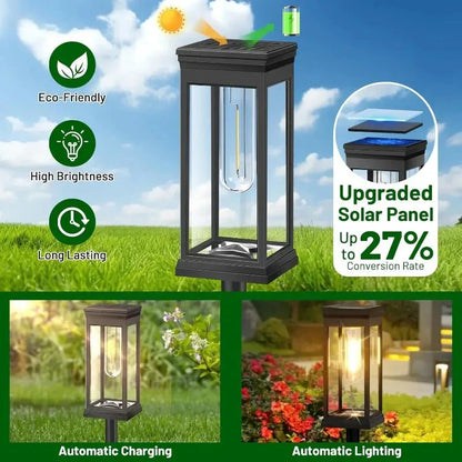 Elegant Solar Pathway Lantern with Automatic Dusk Sensor