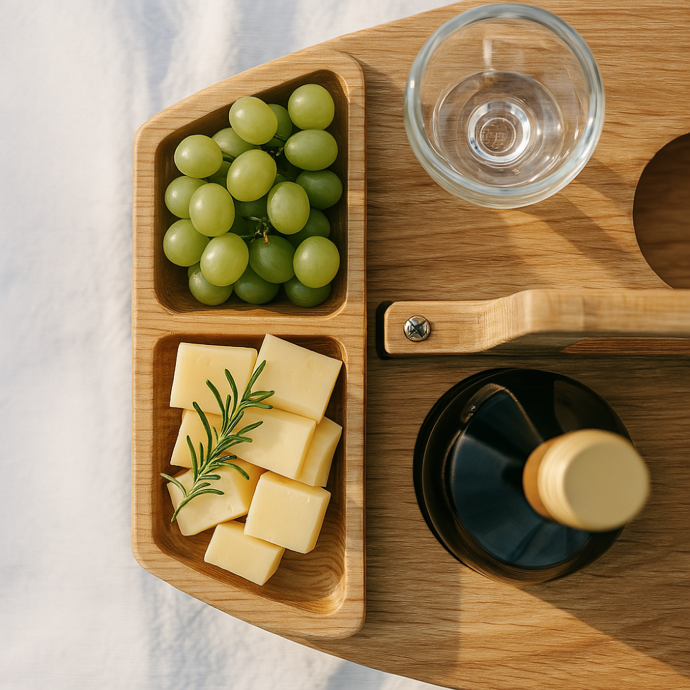 Portable Picnic Table with Snack Compartments & Cup Holders