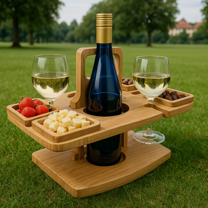 Portable Picnic Table with Snack Compartments & Cup Holders