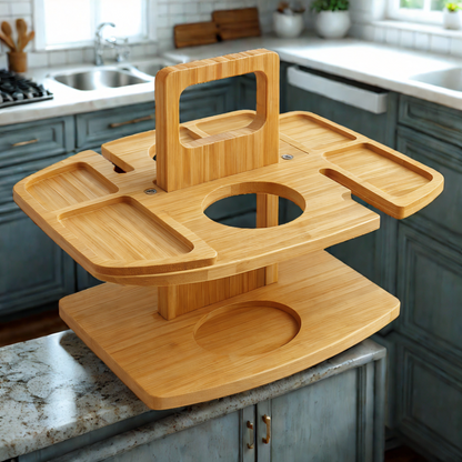 Portable Picnic Table with Snack Compartments & Cup Holders