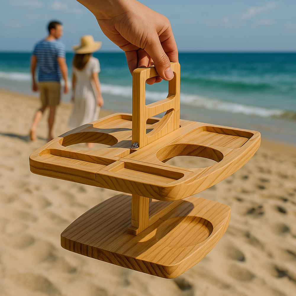 Portable Picnic Table with Snack Compartments & Cup Holders