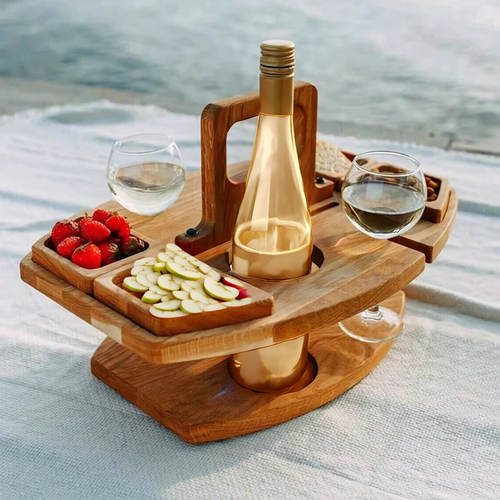 Portable Picnic Table with Snack Compartments & Cup Holders