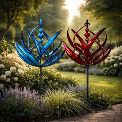 Elegant Flower-Shaped Metal Wind Spinner for Gardens