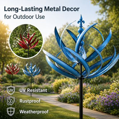 Elegant Flower-Shaped Metal Wind Spinner for Gardens