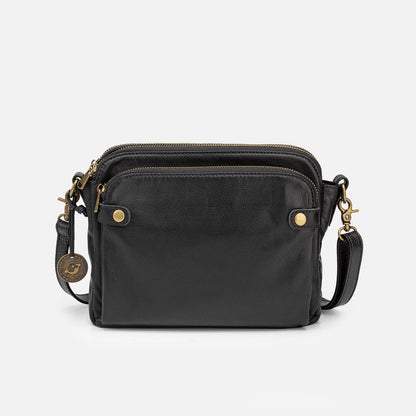 Three-Tiered Leather Crossbody and Clutch Bag in Vintage Style
