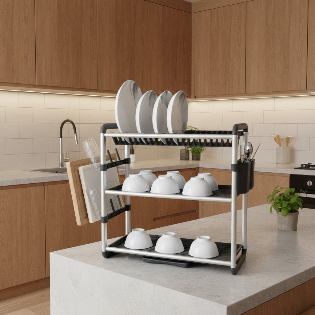 Aluminum 3-Tier Dish Drying Rack