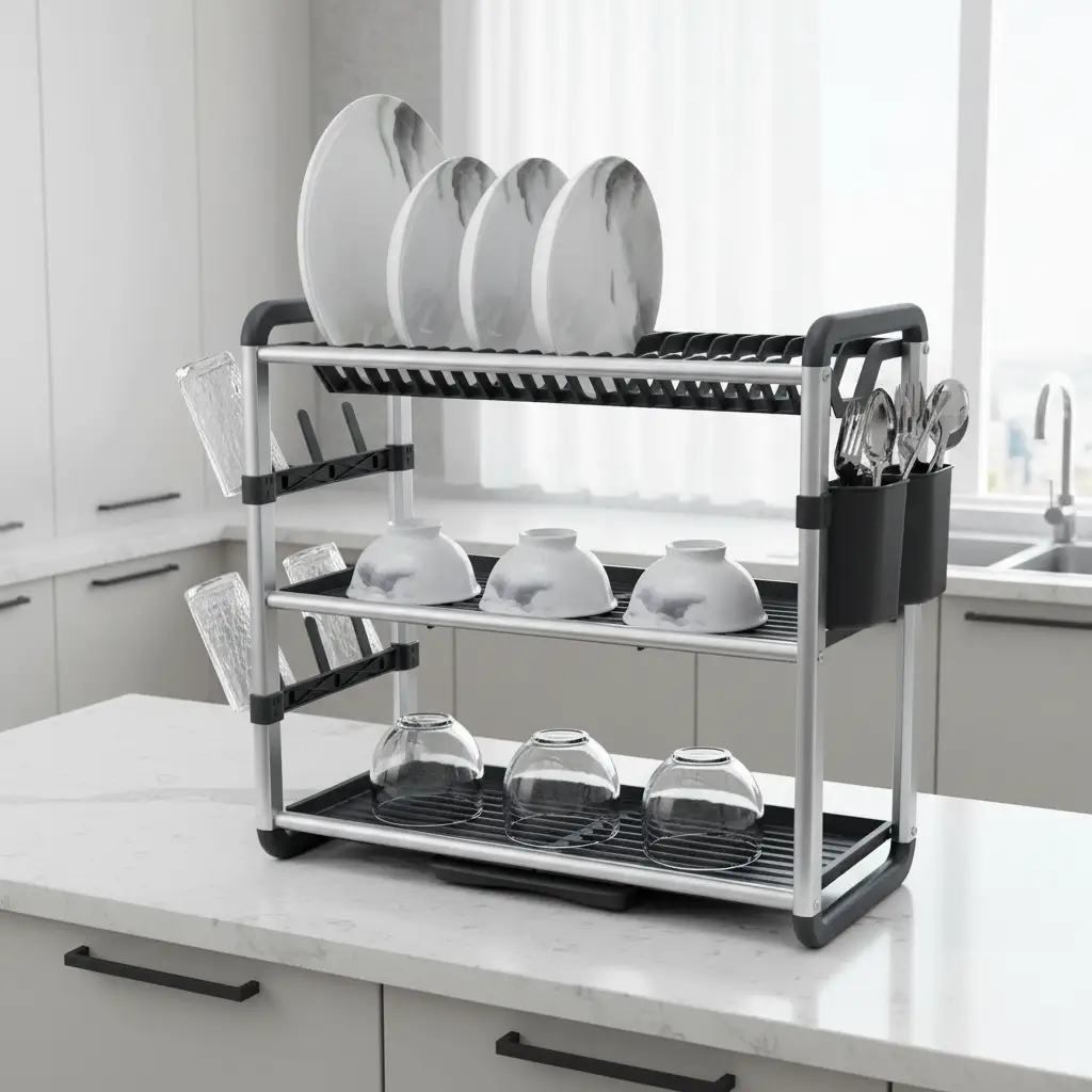 Aluminum 3-Tier Dish Drying Rack