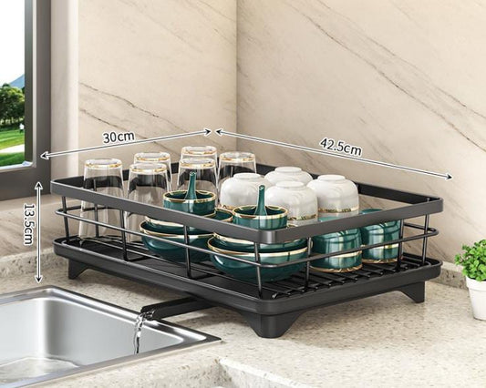 Adjustable Dish Drying Rack – Compact Kitchen Drainer for Any Size Kitchen