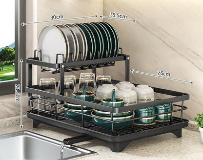 Adjustable Dish Drying Rack – Compact Kitchen Drainer for Any Size Kitchen