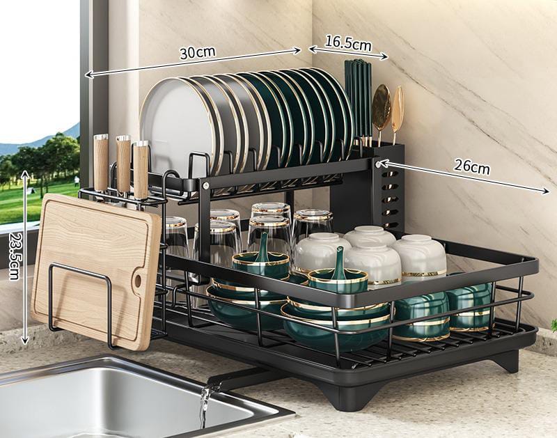 Adjustable Dish Drying Rack – Compact Kitchen Drainer for Any Size Kitchen