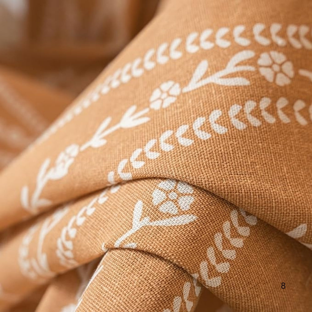 Chic Beige Tassel Curtains with Wheat Design